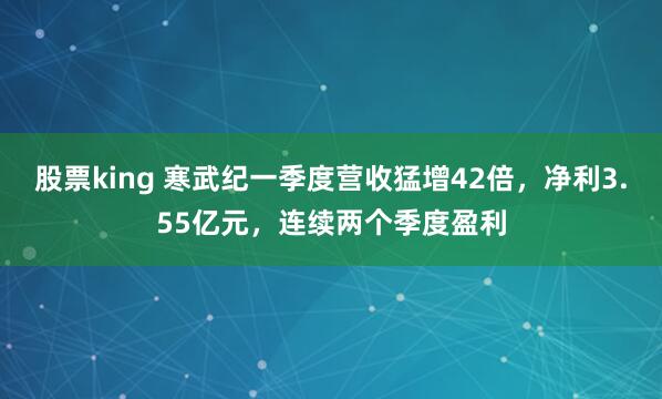 股票king 寒武纪一季度营收猛增42倍，净利3.55亿元，连续两个季度盈利